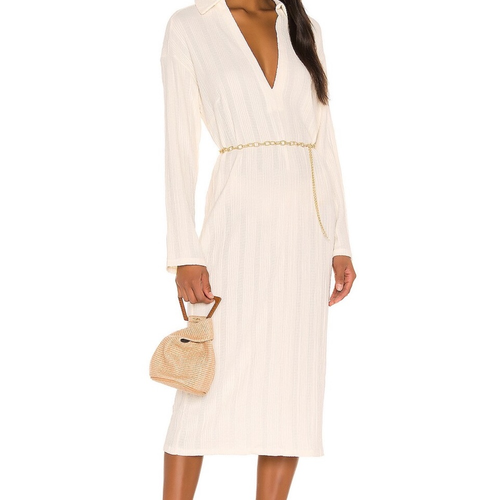NWT Free People Beach Astr‎ Long Sleeve Cover-Up Midi Dress Ecru Large